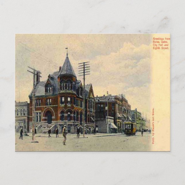 Gammalt vykort - Boise, Idaho, USA (Framsida)