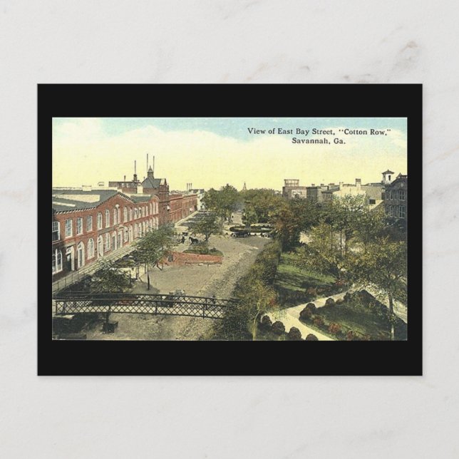 Gammalt vykort, bomullsrad, Savannah, Georgien Vykort (Framsida)
