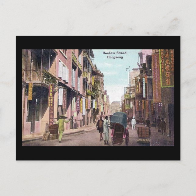 Gammalt vykort - Bonham Strand, Hongkong (Framsida)