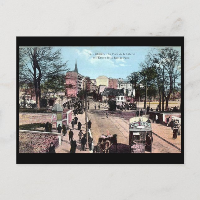 Gammalt vykort - Brest, Finistere, Frankrike (Framsida)