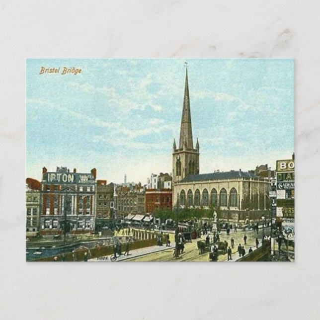 Gammalt vykort - Bristol Bridge (Framsida)