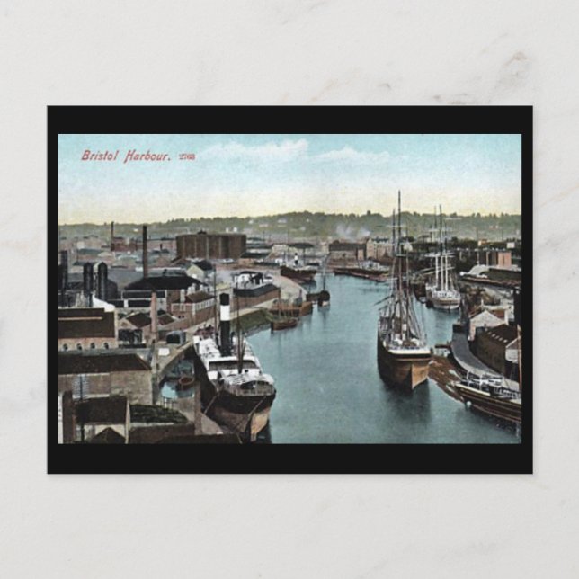 Gammalt vykort - Bristol Harbour, England (Framsida)
