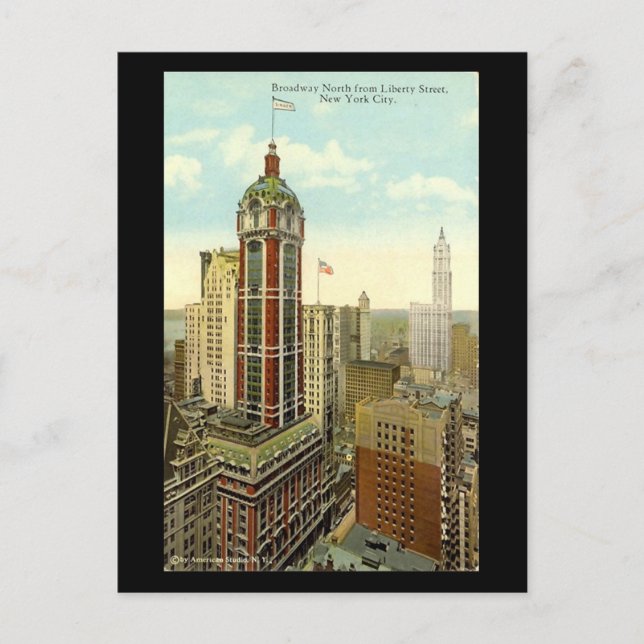 Gammalt vykort - Broadway, New York City (Framsida)
