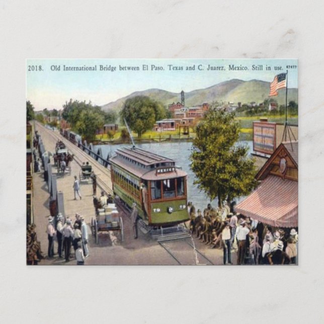 Gammalt vykort - Bron i USA-Mexiko Internationell (Framsida)
