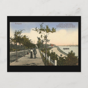 Gammalt vykort - Budapest, Banker i Donau, 1916