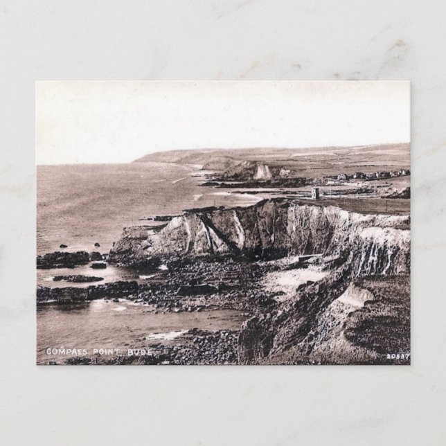 Gammalt vykort - Bude, Cornwall, England (Framsida)