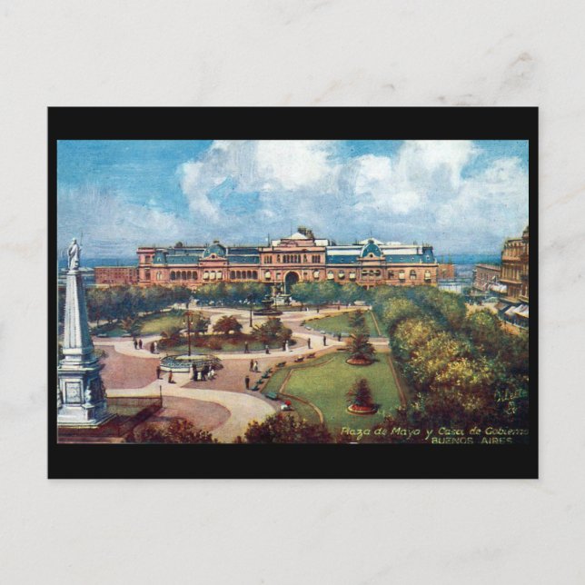 Gammalt vykort - Buenos Aires, Argentina. (Framsida)