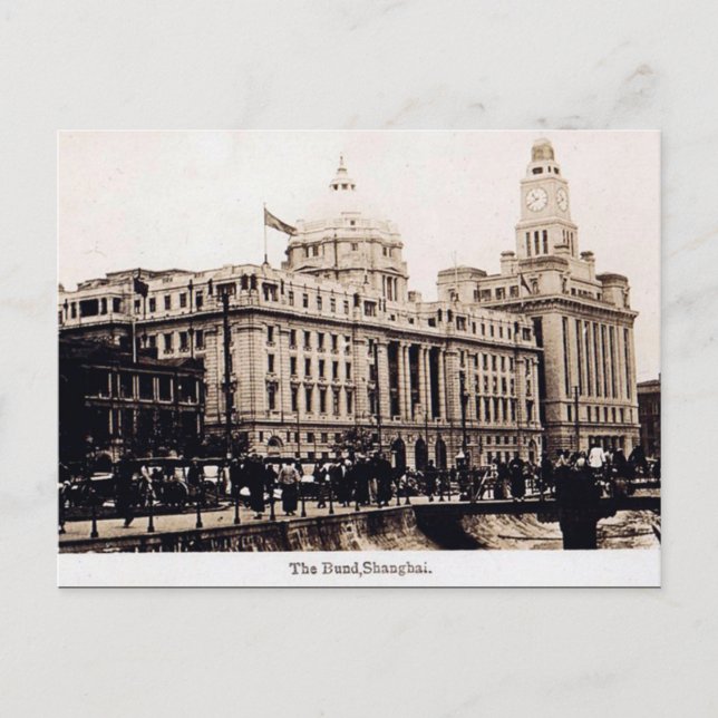 Gammalt vykort - Bund, Shanghai, China (Framsida)