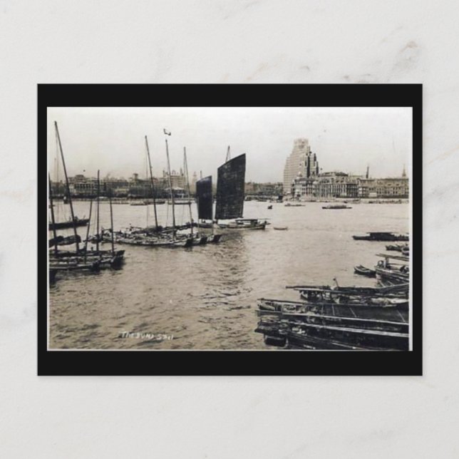 Gammalt vykort - Bund, Shanghai, China (Framsida)