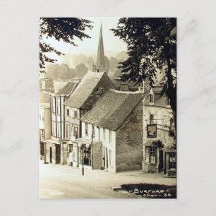 Gammalt vykort - Burford, Oxfordshire, England