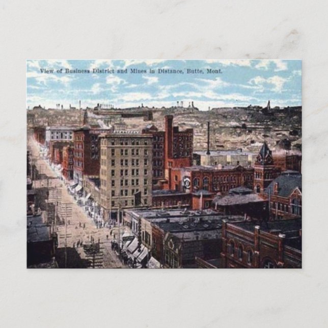 Gammalt vykort - Butte, Montana, USA (Framsida)