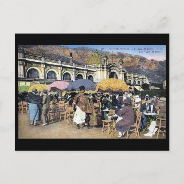 Gammalt vykort - Cafe de Paris, Monte Carlo (Framsida)
