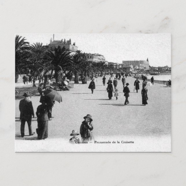 Gammalt vykort - Cannes, Promened de la Croisette (Framsida)