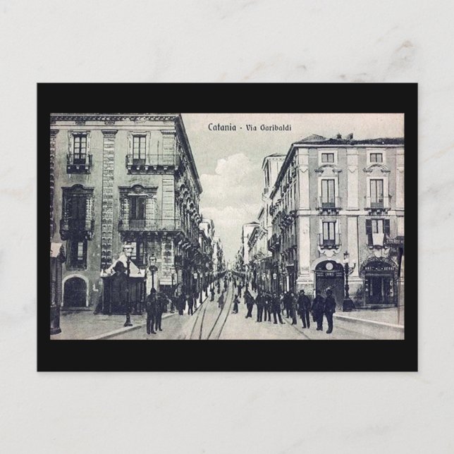 Gammalt vykort - Catania, Sicilien (Framsida)