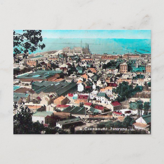 Gammalt vykort - Cherbourg, Manche (Framsida)