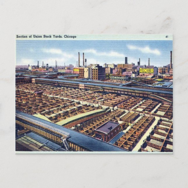 Gammalt vykort - Chicago, Illinois (Framsida)