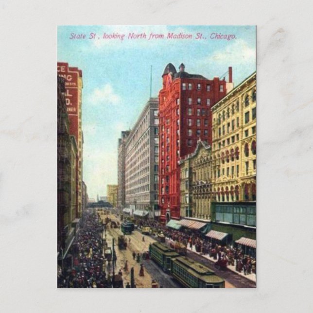 Gammalt vykort - Chicago, Illinois (Framsida)