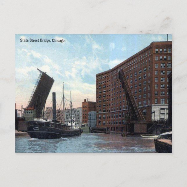 Gammalt vykort - Chicago, Illinois (Framsida)