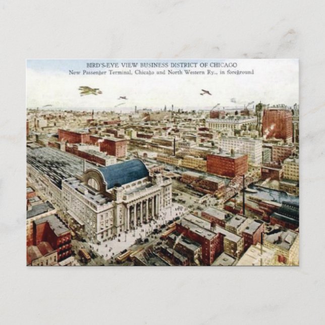Gammalt vykort - Chicago, Illinois (Framsida)