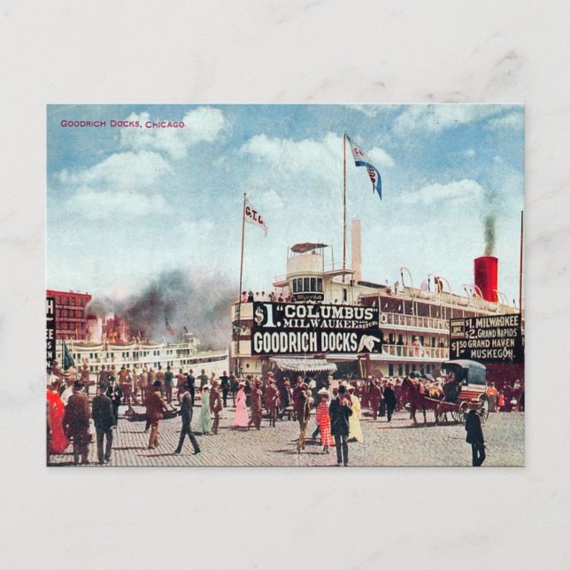 Gammalt vykort - Chicago, Illinois (Framsida)