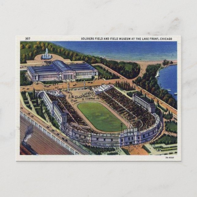 Gammalt vykort - Chicago, Illinois (Framsida)