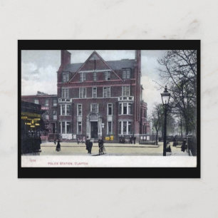 Gammalt vykort - Clapton Police Station, London