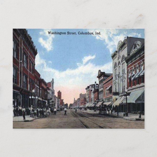Gammalt vykort - Columbus, Indiana, USA (Framsida)