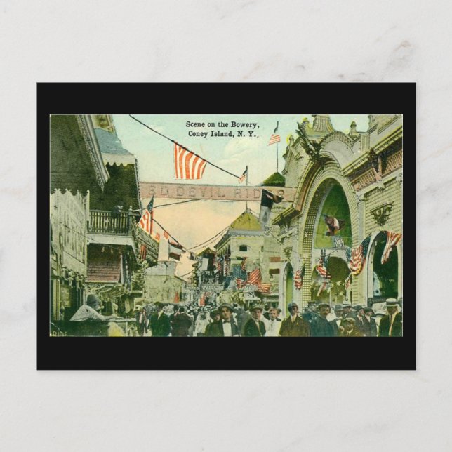 Gammalt vykort - Coney Island, New York City (Framsida)