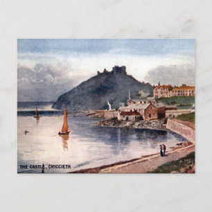 Gammalt vykort - Criccieth Castle, Wales
