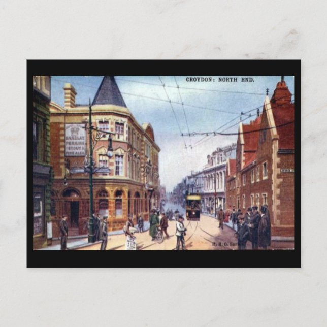 Gammalt vykort - Croydon, London (Framsida)