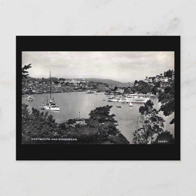 Gammalt vykort - Dartmouth och Kingswear (Framsida)