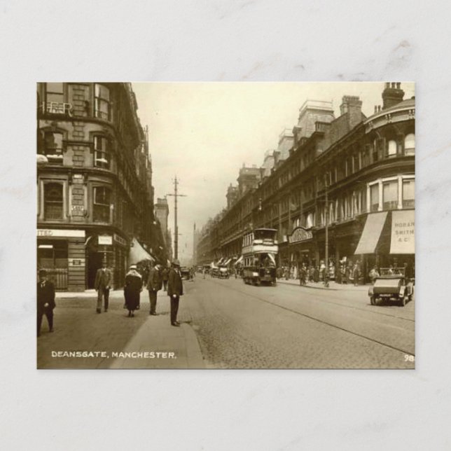 Gammalt vykort - Deansgate, Manchester (Framsida)