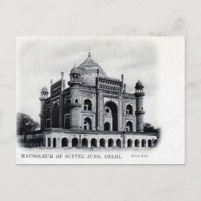 Gammalt vykort - Delhi, Indien (Framsida)