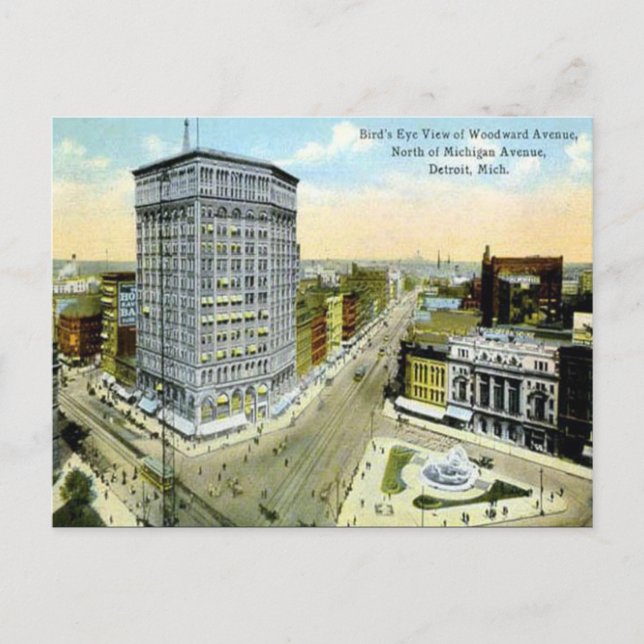 Gammalt vykort - Detroit, Michigan, USA (Framsida)