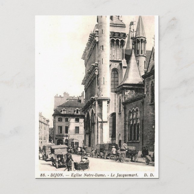 Gammalt vykort - Dijon, Cote d'Or, Frankrike (Framsida)
