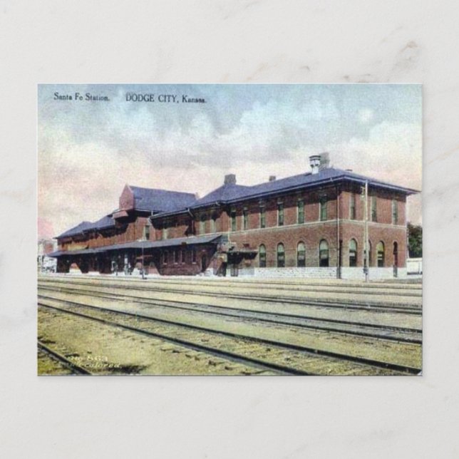 Gammalt vykort - Dodge City, Kansas, USA (Framsida)