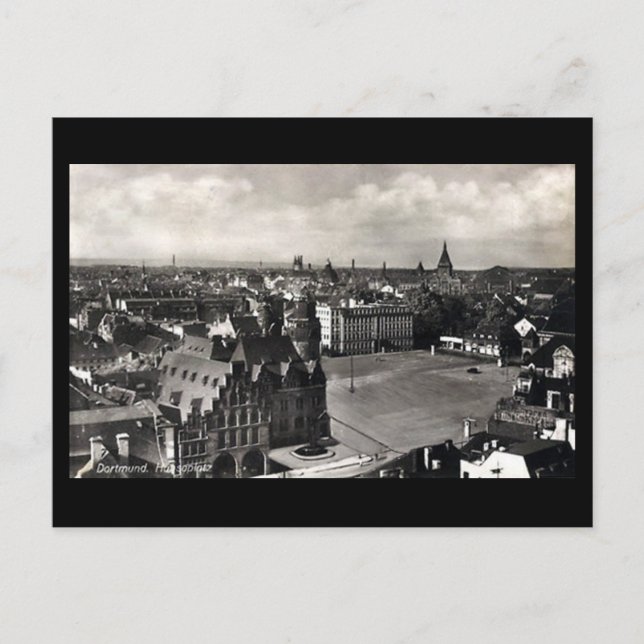 Gammalt vykort - Dortmund, Hansaplatz (Framsida)