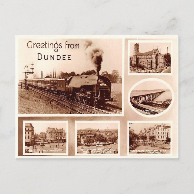 Gammalt vykort - Dundee, Skottland (Framsida)