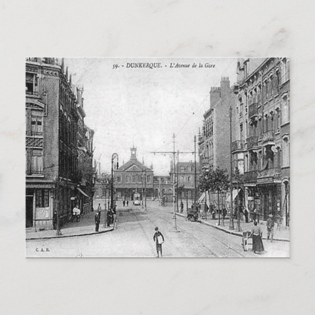 Gammalt vykort - Dunkerque, Frankrike (Framsida)