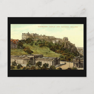 Gammalt vykort, Edinburgh Castle & National Galler Vykort