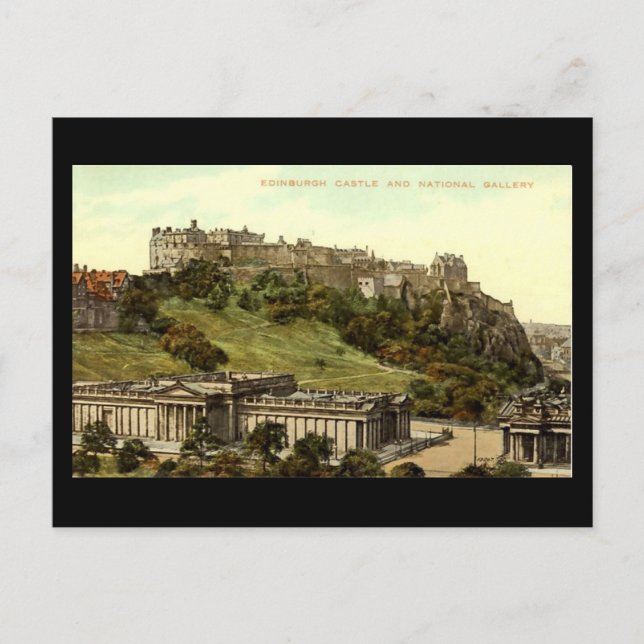 Gammalt vykort, Edinburgh Castle & National Galler Vykort (Framsida)