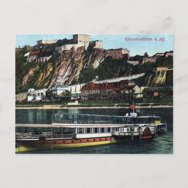 Gammalt vykort - Ehrenbreitstein, Koblenz, Tysklan (Framsida)