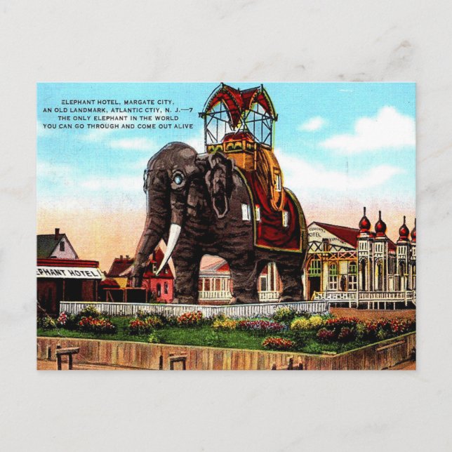 Gammalt vykort - Elephant Hotel, Atlantic City (Framsida)