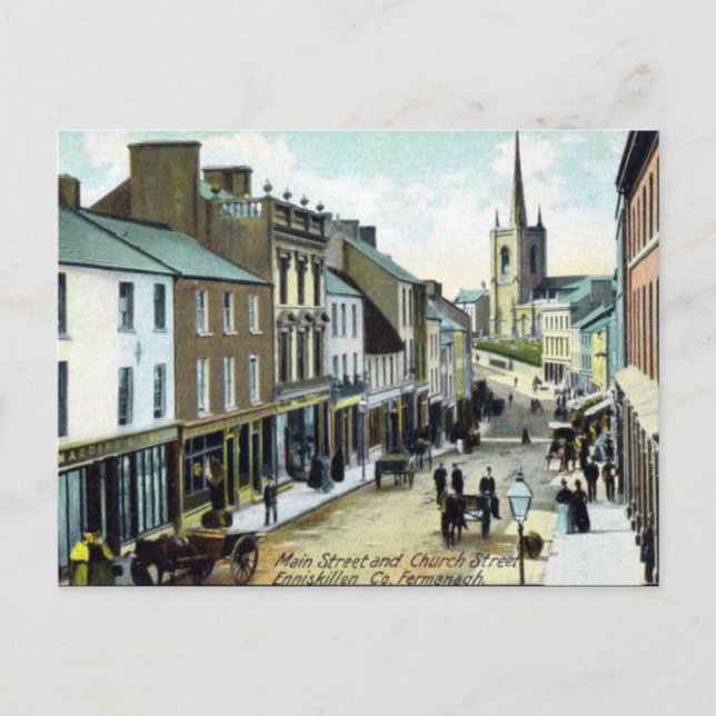 Gammalt vykort - Enniskillen, Co Fermanagh (Framsida)