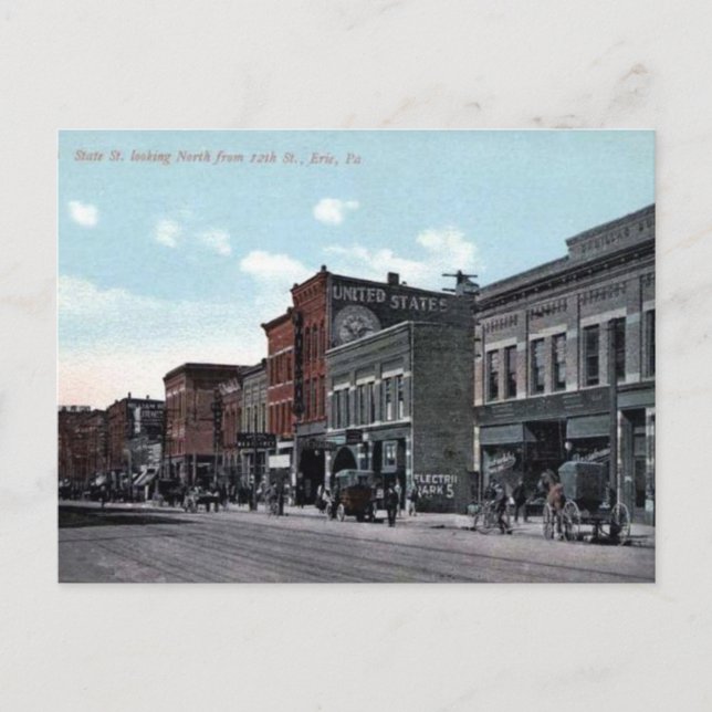 Gammalt vykort - Erie, Pennsylvania (Framsida)