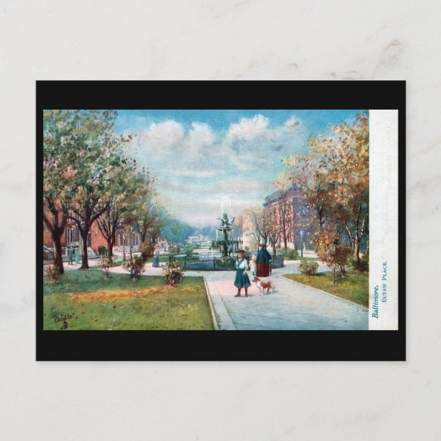 Gammalt vykort - Eutaw Ställe, Baltimore, Md (Framsida)