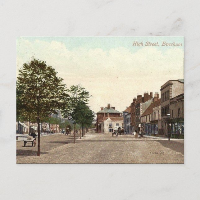 Gammalt vykort - Evesham, Worcestershire (Framsida)