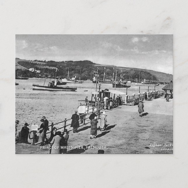 Gammalt vykort - Falmouth, Cornwall (Framsida)