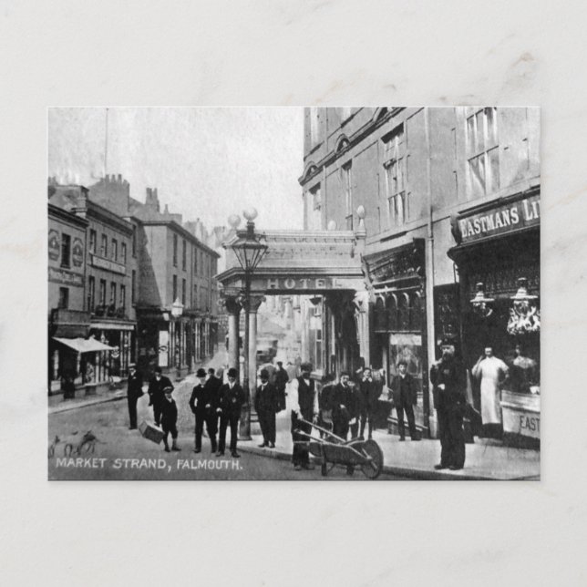 Gammalt vykort - Falmouth, Cornwall (Framsida)