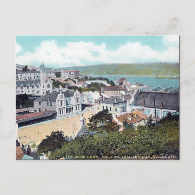 Gammalt vykort - Falmouth, Cornwall (Framsida)